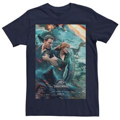 Мужская футболка с постером к фильму «Мир Юрского периода 2» Оуэна Клэра Jurassic World, синий