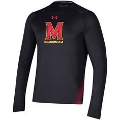 Мужская черная футболка с длинным рукавом Maryland Terrapins 2021 Sideline Training Performance Under Armour