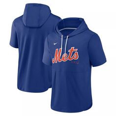 Мужской пуловер с капюшоном Royal New York Mets Springer Team с короткими рукавами Nike