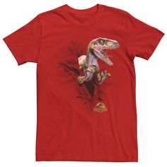 Мужская футболка с рисунком «Парк Юрского периода Рвущий Велоцираптор» Licensed Character, красный