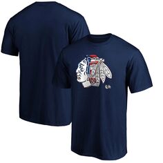 Мужская темно-синяя футболка с логотипом Chicago Blackhawks Banner Wave Fanatics