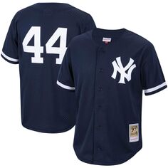 Мужское темно-синее джерси Mitchell &amp; Ness Reggie Jackson New York Yankees Cooperstown Collection из сетчатого ватина для тренировок