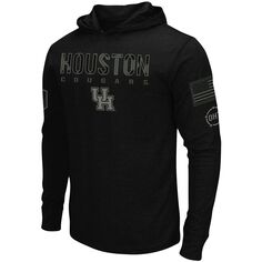 Мужская черная футболка с длинным рукавом с капюшоном Houston Cougars OHT Military Appreciation Colosseum
