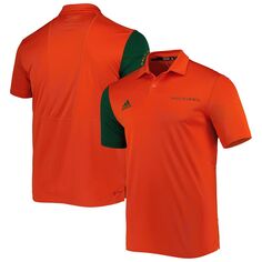 Мужская оранжево-зеленая футболка-поло Miami Hurricanes adidas