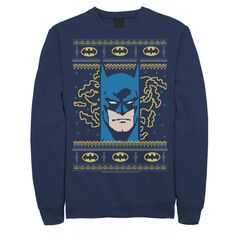 Мужская толстовка в рождественском стиле с изображениями Бэтменов из комиксов DC Comics, Blue Licensed Character, синий