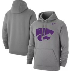 Мужской пуловер с капюшоном и логотипом клуба Heather Grey Kansas State Wildcats Nike