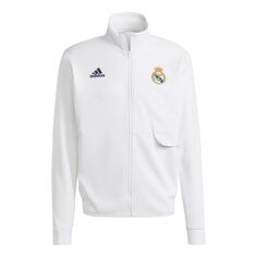 Мужская белая куртка с молнией во всю длину Anthem Real Madrid 2023/24 adidas