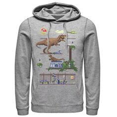 Мужской пуловер с капюшоном и рисунком в стиле цифровой видеоигры «Парк Юрского периода» Licensed Character