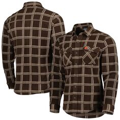 Мужская коричневая фланелевая куртка-рубашка на пуговицах Cleveland Browns Industry Antigua