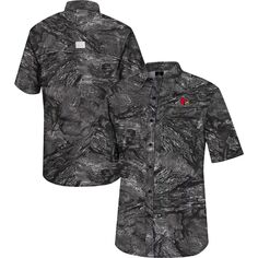 Мужская темно-серая рубашка для рыбалки на всех пуговицах Louisville Cardinals Realtree Aspect Charter Colosseum