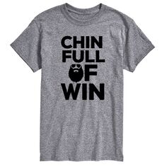 Мужская большая и высокая футболка с рисунком &quot;Chin Full of Win&quot; License, серый