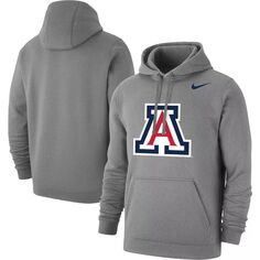 Мужской пуловер с капюшоном с логотипом Heather Grey Arizona Wildcats Club Nike