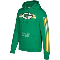 Мужской пуловер с капюшоном Mitchell &amp; Ness Green Green Bay Packers с тремя полосками