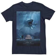 Мужская футболка с постером к фильму «Мир Юрского периода Mosasaurus» Jurassic World, синий
