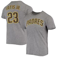 Мужские нитки Fernando Tatis Jr. Heathered Grey San Diego Padres Имя и номер футболка Tri-Blend Majestic