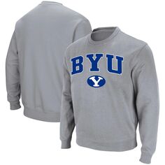 Мужской твиловый пуловер с принтом серого цвета BYU Cougars Team Arch &amp; Logo Tackle, толстовка Colosseum