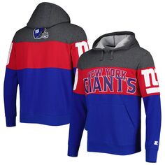 Мужской пуловер с капюшоном Heather Charcoal/Red New York Giants Extreme Starter