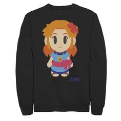 Мужской флисовый пуловер с графическим рисунком в стиле Nintendo Legend Of Zelda Links Awakening Marin Chibi Licensed Character, черный