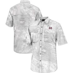 Мужская белая рубашка для рыбалки на пуговицах Realtree Aspect Charter Mississippi State Bulldogs Colosseum
