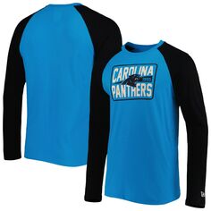 Мужская синяя футболка с длинным рукавом реглан Carolina Panthers Current New Era
