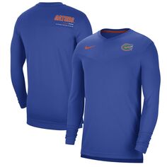 Мужская футболка Royal Florida Gators 2022 Coach Performance с длинным рукавом и v-образным вырезом Nike