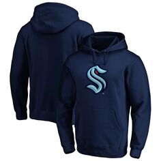 Мужской темно-синий пуловер с капюшоном с логотипом Seattle Kraken Primary Big &amp; Tall Fanatics