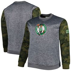 Мужской свитшот с камуфляжной прошивкой и фирменным логотипом Heather Charcoal Boston Celtics Big &amp; Tall Fanatics