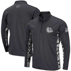 Мужская темно-серая куртка с молнией до четверти Gonzaga Bulldogs OHT Military Appreciation Digi Camo Colosseum