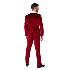 Мужской бархатный костюм современного кроя, стильный комплект новогоднего костюма Санты OppoSuits