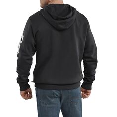 Мужской флисовый пуловер с капюшоном и рукавами с логотипом Dickies, черный