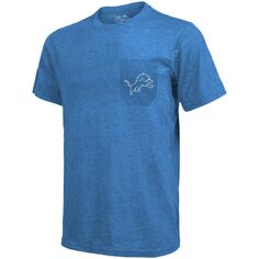 Футболка с карманами Tri-Blend Threads Detroit Lions - синяя Majestic