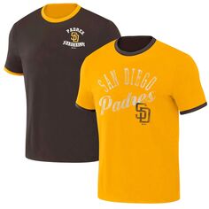 Мужская двусторонняя футболка Darius Rucker Collection от Fanatics коричневая/золотая San Diego Padres Two-Way Ringer