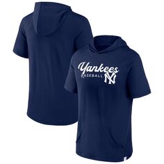 Мужской фирменный темно-синий пуловер с капюшоном New York Yankees Offensive Strategy с короткими рукавами Fanatics