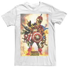 Мужская футболка с графическим плакатом и групповым снимком зомби Marvel