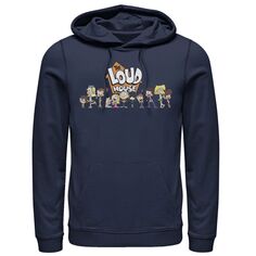 Мужская худи с графическим логотипом The Loud House Cast In A Row Nickelodeon, синий