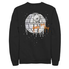 Мужской флисовый пуловер с рисунком Death Star Orange Ship Drip Star Wars
