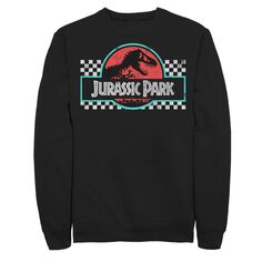 Мужской свитшот в клетку с логотипом в стиле ретро «Парк Юрского периода» Jurassic Park, черный