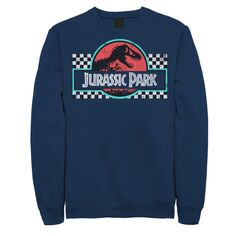 Мужской свитшот в клетку с логотипом в стиле ретро «Парк Юрского периода» Jurassic Park, синий