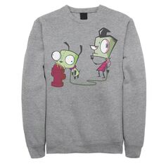 Мужской флисовый пуловер с графическим рисунком Invader Zim Walking Gir Fire Hydrant Portrait Nickelodeon