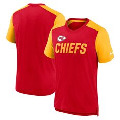 Мужская красная/золотая футболка Kansas City Chiefs с цветными блоками и названием команды Nike
