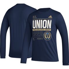 Мужская темно-синяя футболка с длинным рукавом Philadelphia Union Club DNA adidas