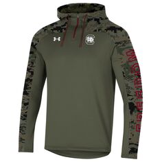 Мужской оливковый пуловер с капюшоном и молнией в четверть South Carolina Gamecocks Freedom Under Armour