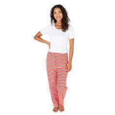 Женские флисовые брюки в полоску Leveret Leveret, красный/белый