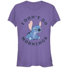 Облегающая футболка Disney&apos;s Lilo &amp; Stitch Juniors I Don&apos;t Do Mornings Licensed Character