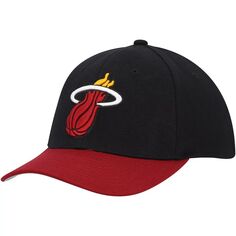 Мужская двухцветная эластичная бейсболка Mitchell &amp; Ness черно-красного цвета Miami Heat MVP Team 2.0