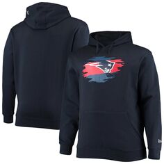 Мужской темно-синий пуловер с капюшоном New England Patriots Big &amp; Tall Primary Logo New Era