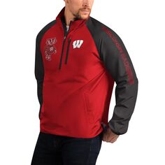 Мужская спортивная куртка Carl Banks Red Wisconsin Badgers Point Guard с молнией до половины длины реглан G-III