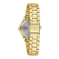 Женские золотистые часы из нержавеющей стали с перламутром и кристаллами - 98L256 Bulova