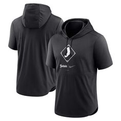 Мужской черный пуловер с капюшоном Chicago White Sox City Connect Performance с короткими рукавами Nike