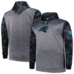Мужской пуловер с капюшоном и камуфляжным принтом Heather Charcoal Carolina Panthers Fanatics